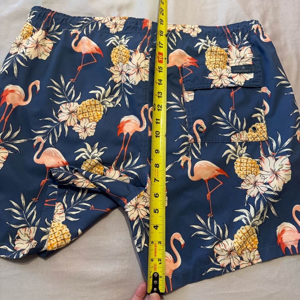 RAINFOREST Navy Flamingo Pineapple Swim Trunks - Picture 8 of 8
